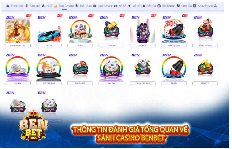 Thông tin đánh giá tổng quan về sảnh casino Benbet